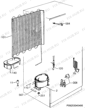Взрыв-схема холодильника Zanker 103/639 - Схема узла Cooling system 017